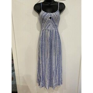 NWT Japna Size XS Keyhole Adjustable Strap Blue Viscose Sleeveless Maxi Dress